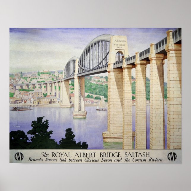 Póster Royal Albert Bridge, Saltash Vintage Travel (Frente)