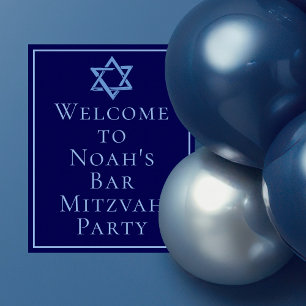 Póster Royal Blue Bar Mitzvah Foto Estrella de David Fies