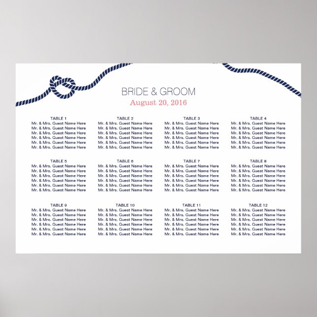 Póster Royal Blue Tying the Knot Boda Sensation Chart (Frente)