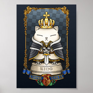 Póster Royal Cat Chess King Piece