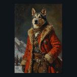 Póster Royal Chinook Portrait<br><div class="desc">A noble royal portrait featuring the Chinook portrayed as an arctic explorer. Inspired by classical oil paintings,  the design highlights the breed’s strong build and thick coat with elegant explorer attire and regal details.</div>