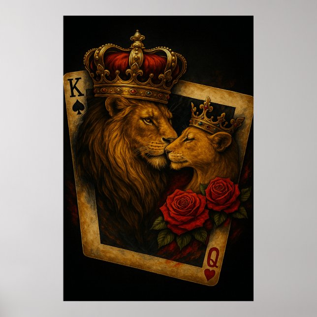 Póster Royal Lions — Majestic King & Queen Artwork (Frente)