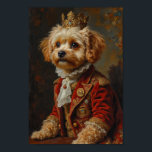 Póster Royal Maltipoo Portrait<br><div class="desc">A charming royal portrait featuring the Maltipoo portrayed as a noble prince of the royal court. Inspired by classical renaissance paintings,  the design highlights the breed’s fluffy curly coat and playful personality with elegant aristocratic attire and regal details.</div>