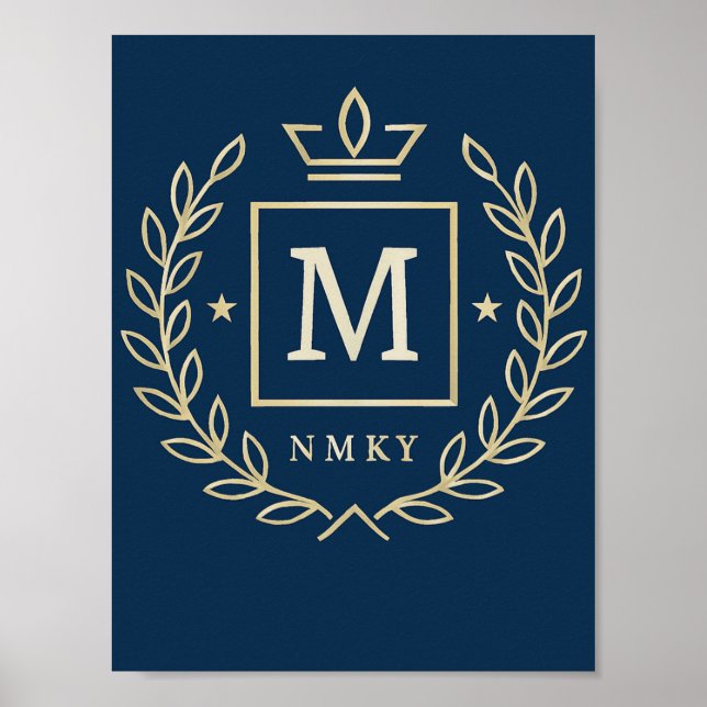Póster "Royal NMKY Emblem – Monogram M Crest Design" (Frente)