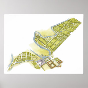 Póster Royal Palace y jardines. Aranjuez España