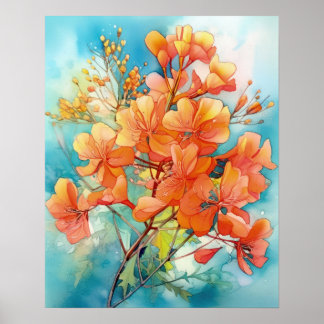 Póster Royal Poinciana Bouquet Watercolor
