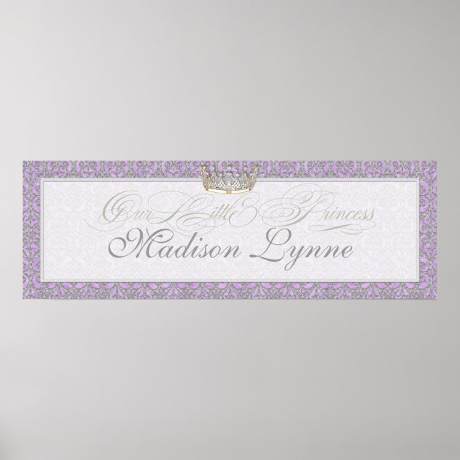 Póster Royal Princess Crown Baby Girl Room Name Poster (Frente)