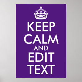 Póster Royal Purple Keep Calm and Edit Text