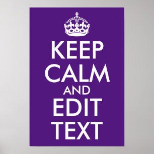 Póster Royal Purple Keep Calm and Edit Text