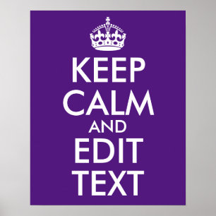 Póster Royal Purple Keep Calm and Edit Text