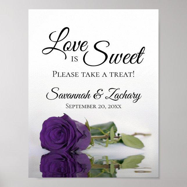 Póster Royal Purple Rosa Love es Sweet Boda Tret (Frente)