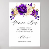 Royal Purple Violet Gold Bridal Shower Mimosa Bar