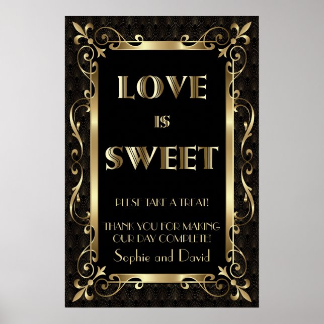 Póster Royal Roaring 20's Gold Art Deco El amor es dulce (Frente)