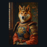 Póster Royal Shiba Inu Portrait<br><div class="desc">A striking royal portrait featuring the Shiba Inu portrayed as a noble samurai lord. Inspired by classical royal paintings,  the design highlights the breed’s fox-like expression and confident personality with ornate samurai armor and regal crown.</div>