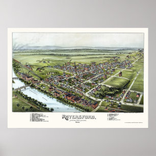 Póster Royersford, PA Panoramic Map - 1893