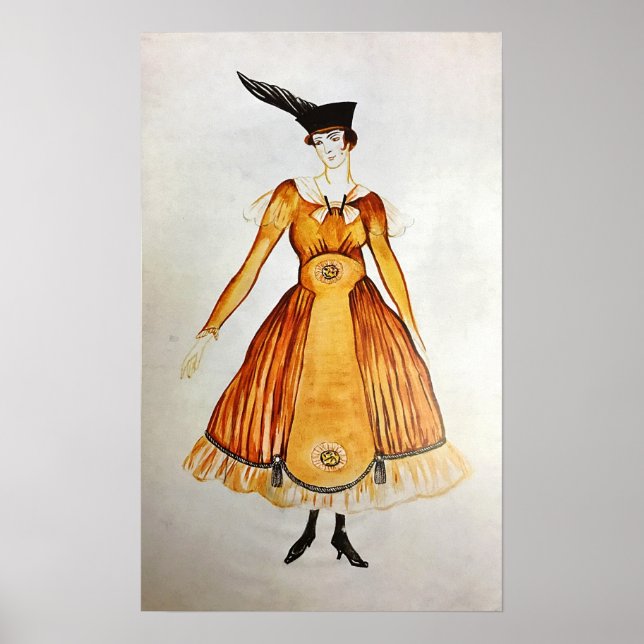 Póster Rozanova - Diseño de vestir 1917 (Frente)