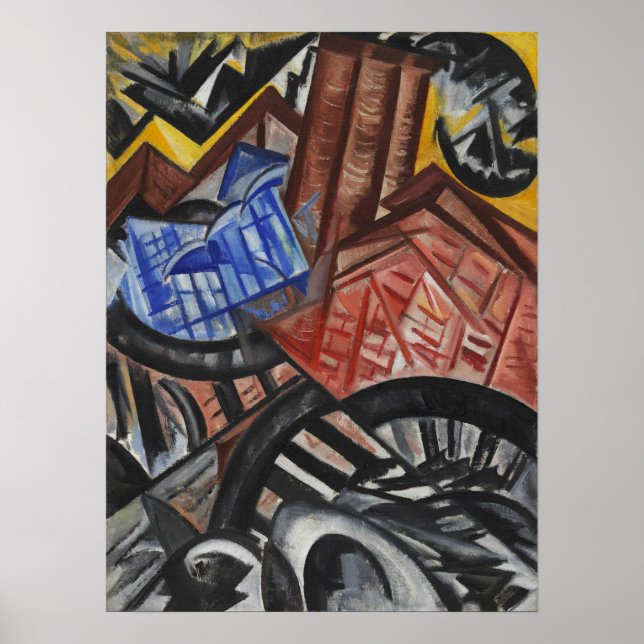 Póster Rozanova - Fábrica Y Puente 1913 (Frente)