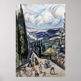 Póster Rozanova - Paisaje de Crimea 1913