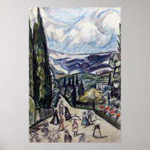 Póster Rozanova - Paisaje de Crimea 1913