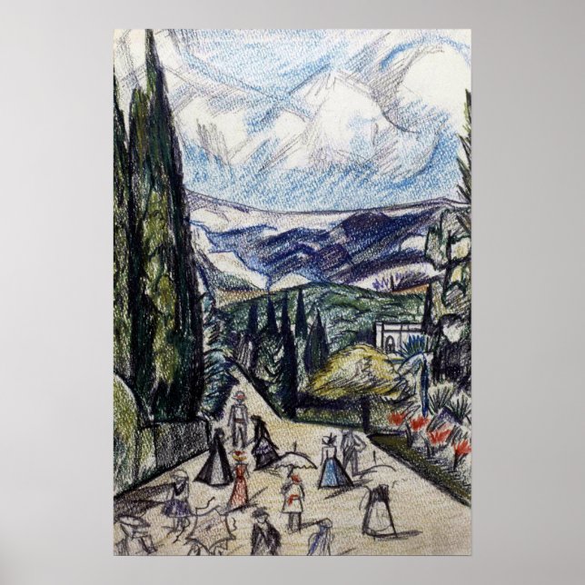 Póster Rozanova - Paisaje de Crimea 1913 (Frente)
