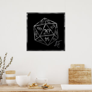 Póster RPG Crit AF   Fantasía Tabletop Retro Gamer Dice