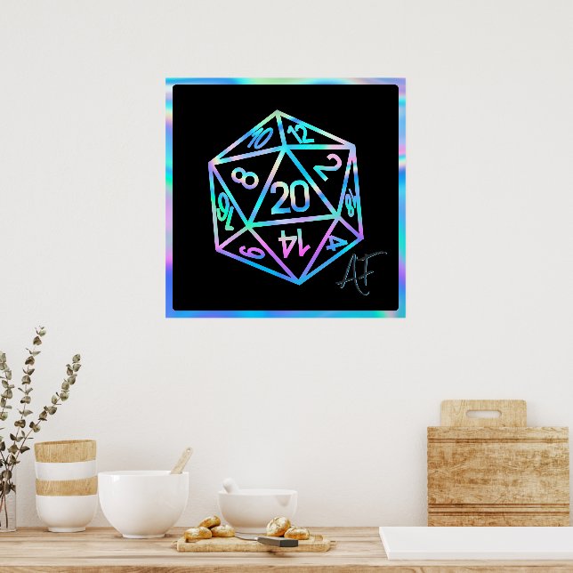 Póster RPG Crit AF | Holo Fantasy Tabletop PnP Gamer Dice (Cocina)