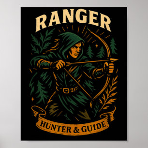 Póster Rpg Gamer Ranger D20 Dice Nerdy Geek Hombres Mujer
