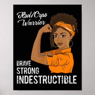 Póster Rsd Crps Guerrero Chica Negro Naranja De Concienci
