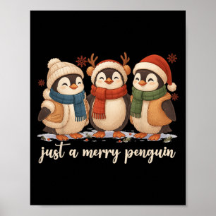 Póster Rtro Gracioso Sólo Un Pingüino Feliz Navidad