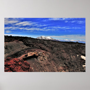 Póster Ruapehu y el cráter Ngaurahoe