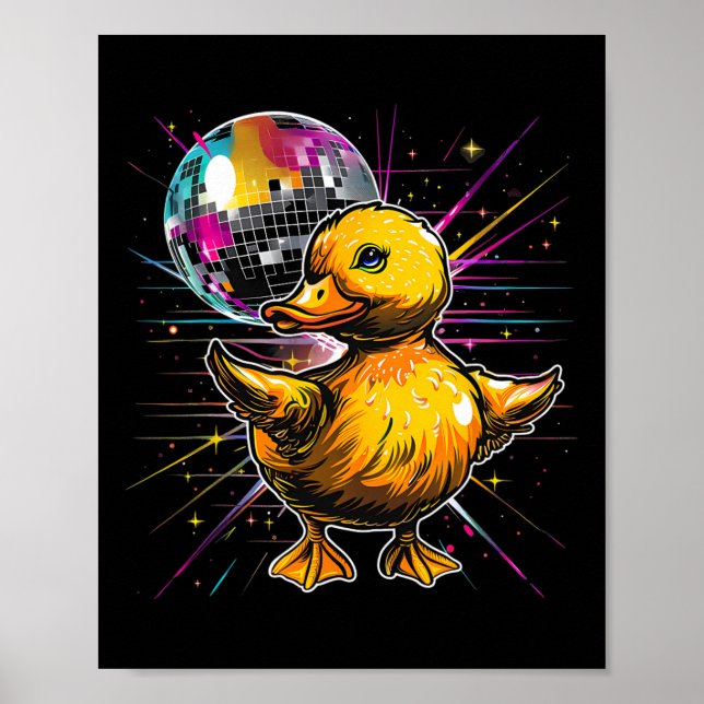 Póster Rubber Duck Disco Dancing Disco Ball Music Rubber (Frente)