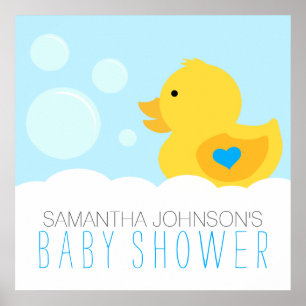 Póster Rubber Ducky Bubble Bath Boy Baby Shower