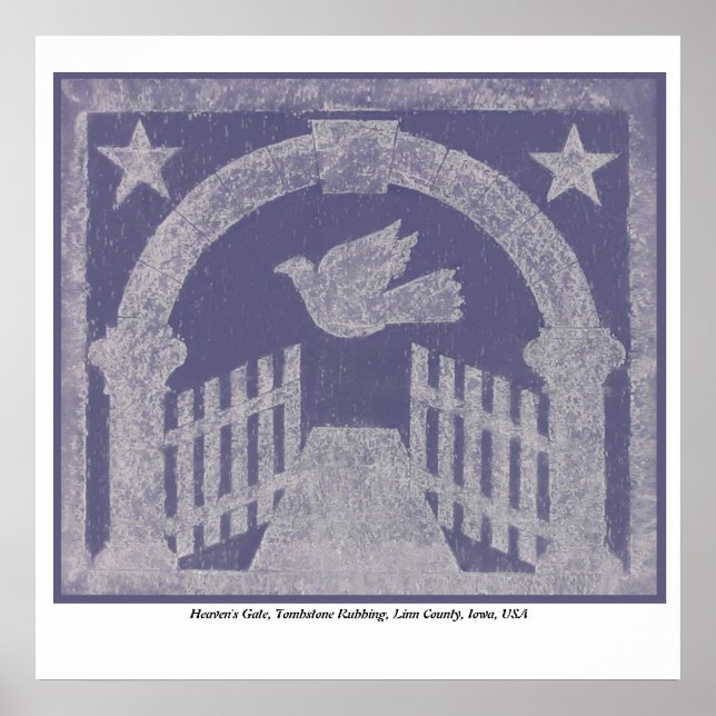 Póster Rubbing de la lápida de la puerta del cielo - Azul (Frente)