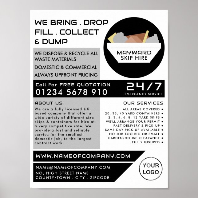 Póster Rubbish Skip, Skip/Dumpster Company (Frente)