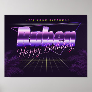 Póster Ruben Name Vorname lila retro Poster Geburtstag