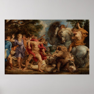 Póster Rubens - Caza del jabalí de Calidón