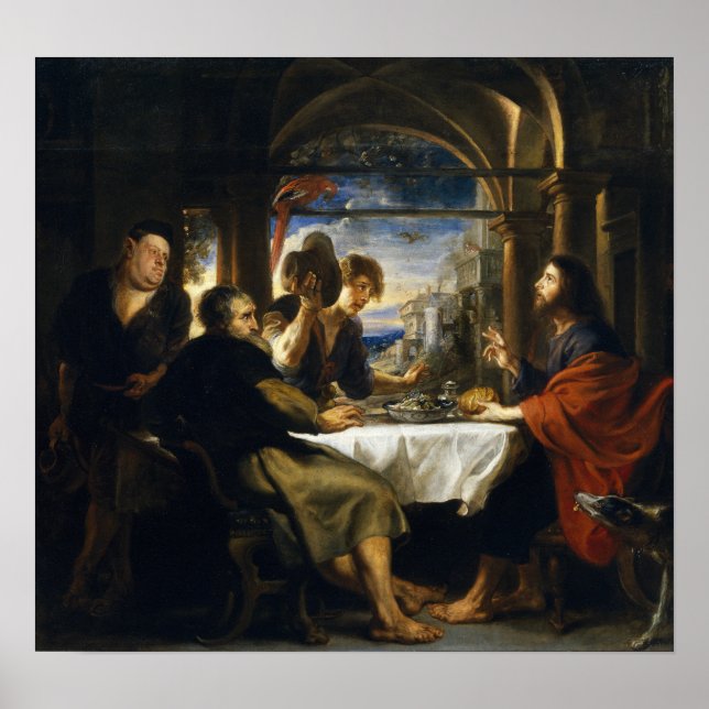 Póster Rubens - Dinner At Emmaus 1638 (Frente)