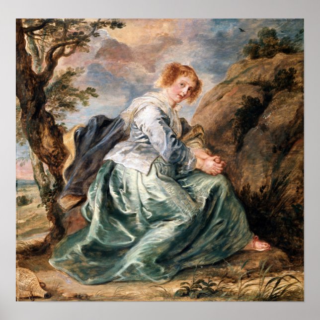 Póster Rubens - Hagar en el desierto (Frente)