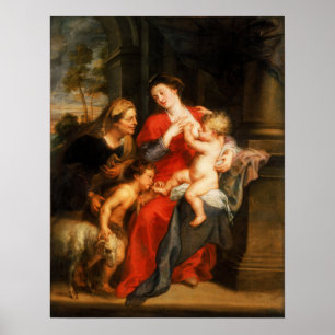 Póster Rubens - Virgen y Niño con Sts Isabel y Juan