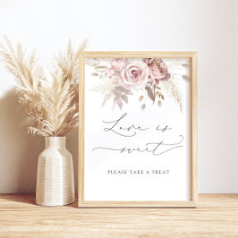 Póster Rubor Dusty Rosa Floral Love is Sweet Take a Tret