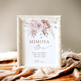 Póster Rubor Dusty Rosa Floral Mimosa Bar