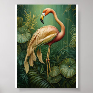 Póster Rubor Flamingo Elegancia, Plumas Rosadas Tropicale