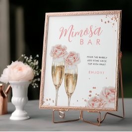 Póster Rubor Floral Mimosa Bar Bridal Shower Mesa Rótulo