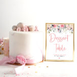 Póster Rubor Floral | Rótulo de postre nupcial acuático<br><div class="desc">Hermosa acuarela de diseño florido perfecto para una romántica ducha de novia. Puedes personalizar fácilmente.</div>