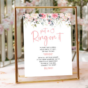 Póster Rubor Floral   Rótulo Ring Game Bridal Shower