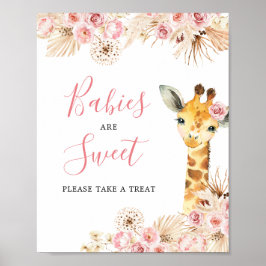 Póster Rubor Giraffe rosa Baby Shower Los bebés son dulce