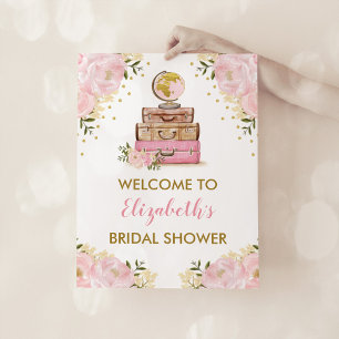 Póster Rubor Gold Floral Travel Adventure Bridal Shower