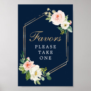 Póster Rubor Navy Blue Gold favorece al Rótulo