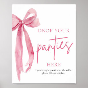 Póster Rubor Pink Bow Drop Your Panties Here Game Rótulo