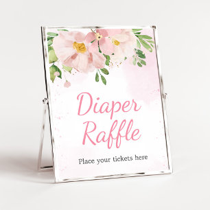 Póster Rubor Pink Floral Spring Baby Shower Diaper Raffle